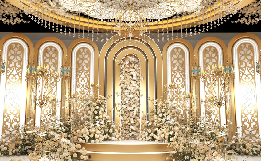 邻水香槟色调婚礼堂效果展示